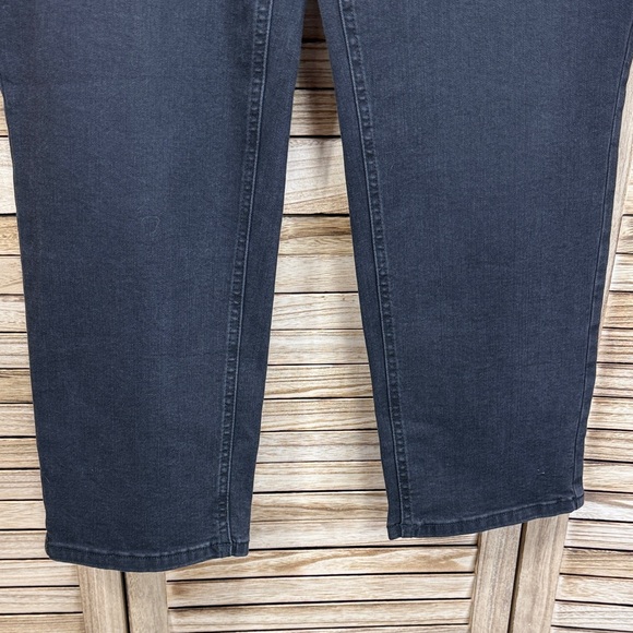 M J Maurices Jeans Black Faux Leather Accent Slim Straight Ankle Hi-Rise Nwt 16w - Picture 2 of 13